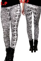 Lip Service Goth Black White Wing Skulls Tattoo Punk Leggings Hot Topic Pants - £120.70 GBP