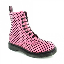 NEW Dr. Martens Pink Polka Dots 8 Eye Zip Boots Hot Topic Punk Goth Club Street - £422.22 GBP