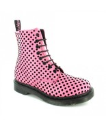 NEW Dr. Martens Pink Polka Dots 8 Eye Zip Boots Hot Topic Punk Goth Club... - £415.66 GBP
