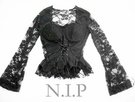 NEW Gothic Hot Topic Laces Sleeves Open Back Laced up Corset Top Punk Vi... - £101.51 GBP