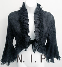 NEW Victorian Gothic 3/4 Speaker Laces Sleeve Ruffle Neck Jacket Visual Kei Punk - £121.18 GBP