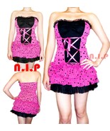 Party Polka Dot Lace up Tulle Dress Pin Up Hot Topic Punk Goth Club Rockabilly - £83.05 GBP