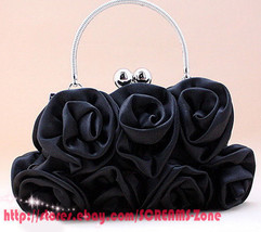 Rosette Floral Prom Hand Purse Ball Evening Bridal Shoulder Wedding Clut... - £72.65 GBP