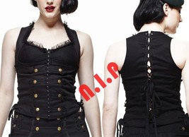 SPIN DOCTOR Goth Steampunk Ogata Lace up Military Ogata Corset Vest Punk Emo Top - £97.69 GBP