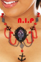 Too Fast Maiden Voyage Cameo Anchor Steering wheels Pin Up Goth Punk Necklace - £93.50 GBP