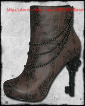 Too Fast Goth Punk Victorian Chains Floral lace Key Steampunk Heels Pumps Boots - £176.81 GBP