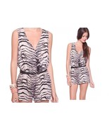 Zebra Low Cleavage Deep Cut V Neck Party Clubwear Street Forever21 Rompe... - £82.62 GBP