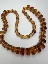 Vintage Heavy Amber Faceted Necklace 27.5” X 19mm-11mm 104.84g - £196.69 GBP