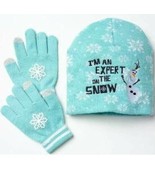 Girls Hat &amp; Gloves Winter Set Disney Frozen Elsa Olaf Blue 2 Pc $30 NWT- OS - £11.68 GBP