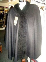 Cape,Poncho, Baby Alpaca wool and fur trimming outerwear  - £536.67 GBP