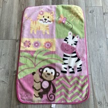 Garanimals Thick Plush Baby Throw  Toddler Blanket Pink Monkey Zebra Tig... - $18.70
