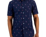 Club Room Men&#39;s All Cotton Parrots Poplin Shirt Navy Blue Combo-Small - $17.99