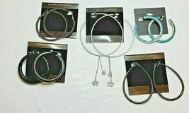 Fashion Earrings Hoops 5 Pair Large Copper/ Purple Black Silver Bows New #19 - £18.21 GBP