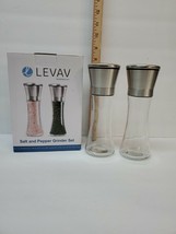 LEVAV Salt and Pepper Grinder Mill Set of 2-Brushed Stainless Steel Top 6 oz - £11.62 GBP