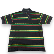 NWT Men&#39;s Koman Jeans Polo Shirt Black Striped Y2K Baggy Extra Long - £11.79 GBP