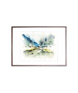 Original Landscape Abstraction Watercolor pattern Home Decor Modern Wall... - £52.58 GBP