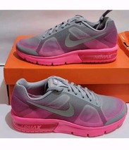 NIKE Air Max Sequent Grey &amp; Pink Running Sneakers Size 5Y 724984-002 - £56.48 GBP