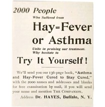 Dr Hayes Hay Fever Buffalo 1897 Advertisement Victorian Quack Medicine A... - $19.99