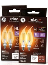 2 Boxes GE Relax LED CAC 2.5w Candelabra Base 200 Lumens Clear Finish 2 ... - £16.50 GBP