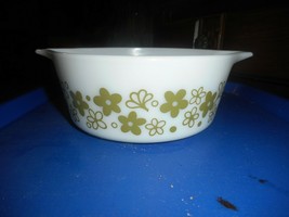 Pyrex Crazy Daisy Blossom 472 Casserole Lid 1.5 Pint Green and White NO LID - $19.99