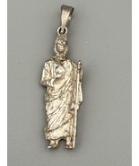 Sterling Silver Saint Pendant 925 Artisan Cast 2” Religious Vintage - $39.99