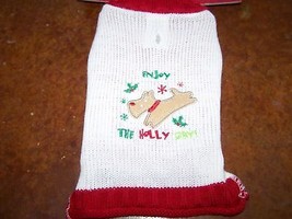 Size XS X Small 9-11&quot; Dog Sweater Holiday Red White for Pet The Holly Day New - £9.57 GBP