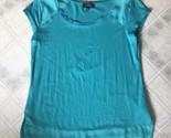 Women’s The Limited Knit &amp; Chiffon Inset Dressy Tee Turquoise sz SMALL - $21.49