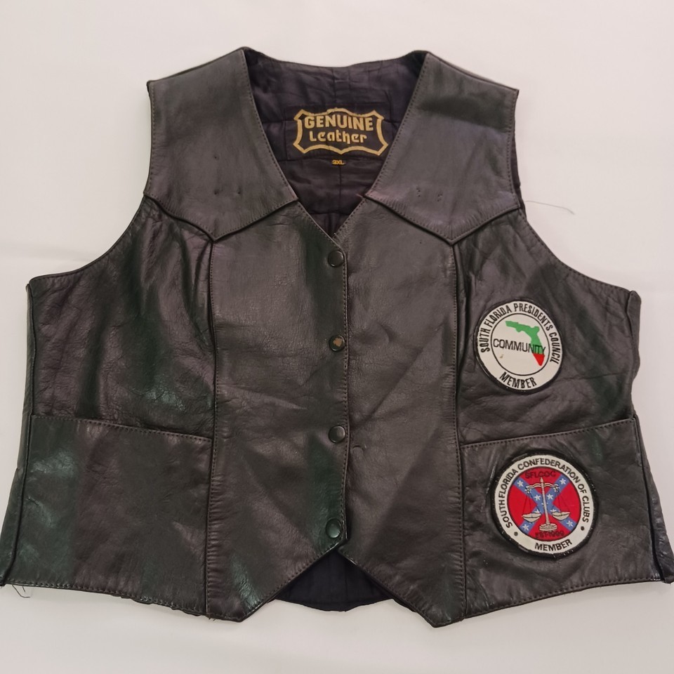 Latin American Motorcycle Genuine Leather Men's Black Biker Button Vest Size 3XL Item image 8