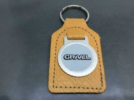 Vintage Brown Leather Promo Keyring GRAVEL AUTO Keychain Ancien Porte-Cl... - $9.44