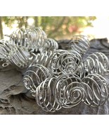 6X Silvertone Spiral Cages Large 25mm DIY Use as Pendants Charms with Cr... - $8.04 CAD