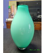 Crate &amp; Barrel Splash Vase In Blue Green Salt Made in Poland - $51.30