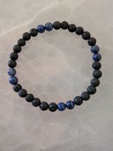 Sodalite and Lava rock  6mm. bead stretch bracelet size 7.5in. - £13.92 GBP