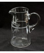Vintage Pitcher Paneled Glass with Cut Flowers and Band 1930 Beautiful - $461.86 MXN