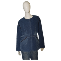 See By Chloe Dusky Blue Quilted Corduroy Collarless Belted Jacket size 38 - $143.55