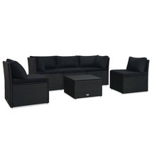 Sofa Set Black Poly Rattan, Powder-Coated Steel Standard - $1,072.45 CAD
