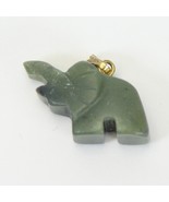 Vintage Elephant Pendant Jade Green Good Luck Trunk Up Hand Carved 1&quot; L ... - $12.73