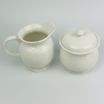 Tabletops Unlimited Lifestyles VERSAILLES Creamer &amp; Sugar Bowl w/ Lid Set White - £21.70 GBP