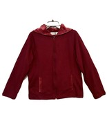White Stag Ladies Activewear Burgundy Zip Front Hooded Velour Trim Jacke... - €13,04 EUR