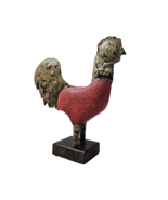VTG Rooster Figurine Red Brown Rustic Farmhouse Crackle Finish, Metal Ro... - $24.00