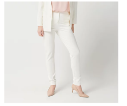 Linea by Louis Dell&#39;Olio Size 16 Ivory Fly Front Slim Pants A347452 - £13.25 GBP