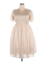 NWT Ivy City Co. The Party Dress in Cream Dotted Tulle Fit &amp; Flare Dress XXL - £67.02 GBP