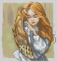 Girl with Owl Cross Stitch Pattern pdf - Fairy Tale cross stitch girl owl chart - £5.96 GBP