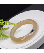 Gradient Champagne Gold Agate Bangle 58MM Icy Translucent Floating Black... - $99.99
