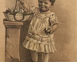 Young Child Playing Victorian Trade Card Sepia VTC 6 - £4.65 GBP