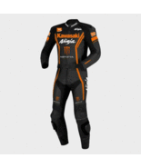 CUSTOMIZED KAWASAKI NINJA BLACK MOTORCYCLE LEATHER SUIT WITH CE-APPROVED... - $229.00