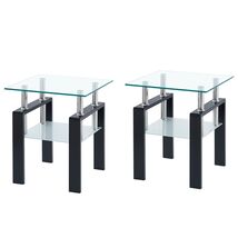 2-Piece Clear Tempered Glass Small Table, End Table for Living Room, Sof... - $302.55