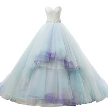 Kivary Ivory Aqua Light Purple Long A Line Lace Crystals Plus Size Prom Wedding  - £156.42 GBP