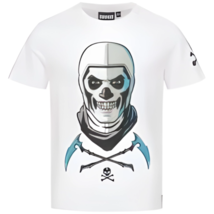 Fortnite Totenkopf Trooper T-Shirt - Kurzärmelig Baumwolle Weiß Unisex A... - $24.87
