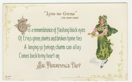 Vintage Postcard St. Patrick&#39;s Day Pretty Woman in Green Lyra-ne-Grena - $6.92