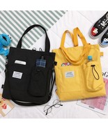 Harajuku Canvas Bags Students Handbag With Pockets Preppy Buckpack Shoul... - £15.40 GBP
